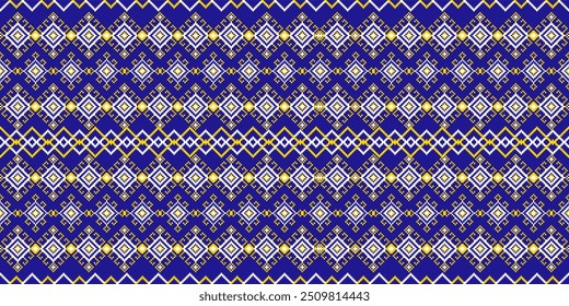 Punto de cruz. Patrones étnicos sin fisuras. Diseño para ropa, tela, batik, prendas de punto, bordado, Ikkat, patrón de píxeles geométricos. Diseño tradicional