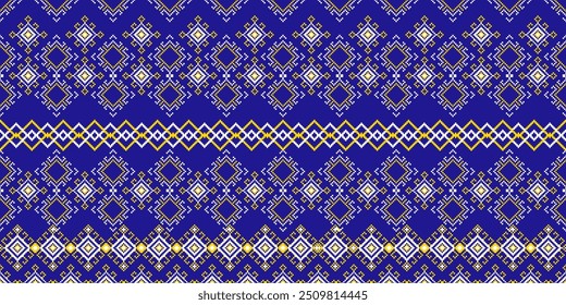 Cross Stitch. Ethnic patterns seamless. Design for Clothing, fabric, batik, Knitwear, Embroidery, Ikkat, Geometric Pixel pattern. Traditional Design