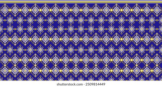 Ponto de cruz. Padrões étnicos perfeitos. Design para roupas, tecido, batik, Malha, Bordados, Ikkat, padrão de pixel geométrico. Design tradicional
