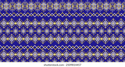 Kreuzstich. Ethnische Muster sind nahtlos. Design für Bekleidung, Stoff, Batik, Strickwaren, Stickerei, Ikkat, Geometrische Pixel Muster. Traditionelles Design