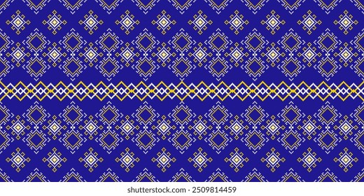Ponto de cruz. Padrões étnicos perfeitos. Design para roupas, tecido, batik, Malha, Bordados, Ikkat, padrão de pixel geométrico. Design tradicional