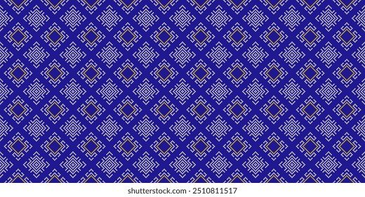 Punto de cruz. Patrones étnicos sin fisuras. Diseño para ropa, tela, batik, prendas de punto, bordado, Ikkat, patrón de píxeles geométricos. Diseño tradicional de fondo sin fisuras para imprimir en tela. Arte vectorial