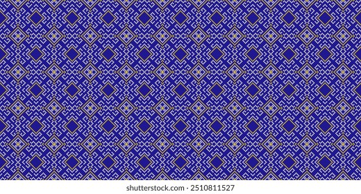 Cross Stitch. Ethnic patterns seamless. Design for Clothing, fabric, batik, Knitwear, Embroidery, Ikkat, Geometric Pixel pattern. Traditional Design seamless background for print on fabric. Vector art