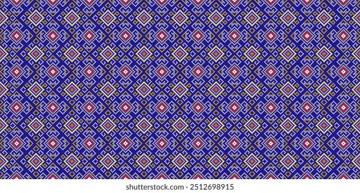 Cross Stitch. Ethnic patterns seamless. Design for Clothing, fabric, batik, Knitwear, Embroidery, Ikkat, Geometric Pixel pattern. Traditional Design seamless background for print on fabric. Vector art
