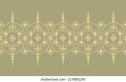 Cross Stitch. Ethnic patterns. Traditional Design for Sari, Patola Saree, Dupatta, Vyshyvanka, rushnyk, Clothing, fabric, batik, Knitwear, Embroidery, ikkat, Pixel pattern. Geometric style. Vector.