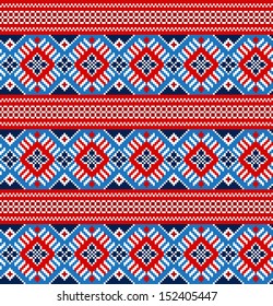 Cross stitch ethnic seamless pattern. Handmade orient traditional ornament background. 