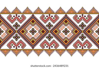 Cross stitch fabric geometric pattern seamless design for squares,diamonds,fabric,boho,carpet,fabric,ikat,tribal,batik,vector,illustration,pattern,embroidery,retro,ukrainian,zigzag,seamless