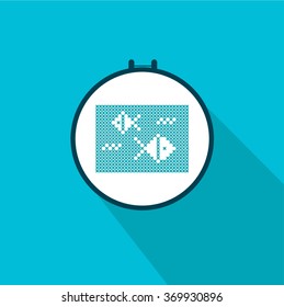Cross Stitch Fish Postcard Flat Vector Icon
