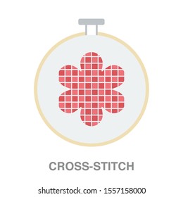 Cross stitch flat icon on white transparent background. You can be used cross stitch icon for several purposes.