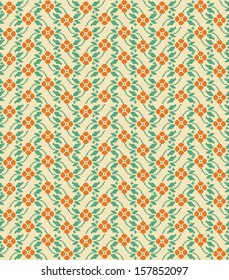 cross stitch floral seamless pattern design. vector illustration
