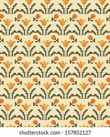 cross stitch floral seamless pattern design. vector illustration