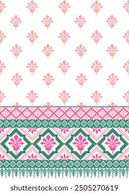 Cross Stitch Flower Ethnic Pattern Pixel Seamless Vector Geometric Traditional Pattern Cross Stitch, Text, Fabric, Clothing, Knitwear, Vintage