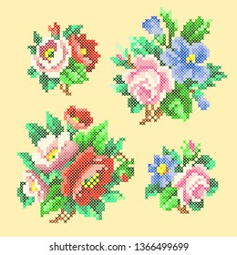cross stitch flowers