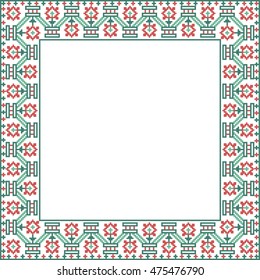 Cross stitch frame with abstract geometrical ornament