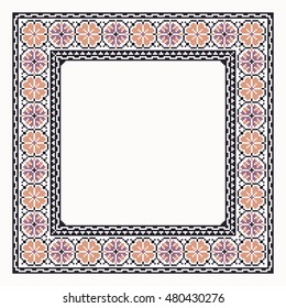 Cross stitch  frame colorful square border