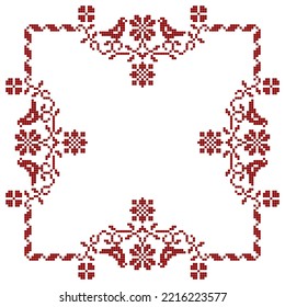 cross stitch frame pattern with birds