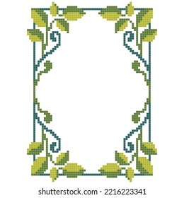 cross stitch frame pattern with floral elements