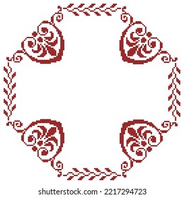 cross stitch frame pattern with floral elements