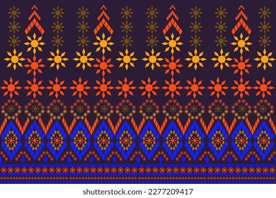 Cross stitch. Geometric ethnic pattern. Design for Saree, Patola, Sari, Dupatta, Vyshyvanka, rushnyk, dupatta, clothing, fabric, batik, knitwear, embroidery, Ikkat, pixel pattern. Traditional design. 