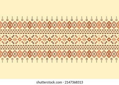 Cross Stitch. Geometric ethnic patterns. Design for Saree, Patola, Sari, Dupatta, Vyshyvanka, rushnyk, dupatta, Clothing, fabric, batik, Knitwear, Embroidery, Ikkat, Pixel pattern. Traditional Design.