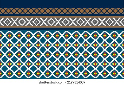 Cross Stitch. Geometric ethnic patterns. Design for Saree, Patola, Sari, Dupatta, Vyshyvanka, rushnyk, dupatta, Clothing, fabric, batik, Knitwear, Embroidery, Ikkat, Pixel pattern Traditional Design