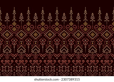 Cross Stitch. Geometric ethnic patterns. Design for Saree, Patola, Sari, Dupatta, Vyshyvanka, rushnyk, dupatta, Clothing, fabric, batik, Knitwear, Embroidery, Ikkat, Pixel pattern. Traditional Design.