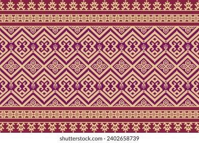 Cross Stitch. Geometric ethnic patterns. Design for textile, cloth, fabric. Traditional embroidery pixel pattern design.