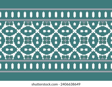 Cross Stitch. Geometric ethnic patterns. Design for Saree, Patola, Sari, Dupatta, Vyshyvanka, rushnyk, dupatta, Clothing, fabric, batik, Knitwear, Embroidery, Ikkat, Pixel pattern. Traditional Design.