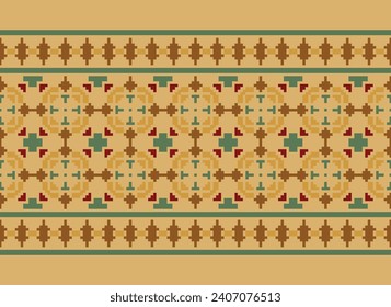 Cross Stitch. Geometric ethnic patterns. Design for Saree, Patola, Sari, Dupatta, Vyshyvanka, rushnyk, dupatta, Clothing, fabric, batik, Knitwear, Embroidery, Ikkat, Pixel pattern. Traditional Design.