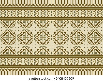 Cross Stitch. Patrones étnicos geométricos. Diseño para sari, patola, sari, dupatta, vyshyvanka, rushnyk, dupatta, ropa, tela, batik, acné, bordado, ikkat, patrón de píxeles. Diseño Tradicional.