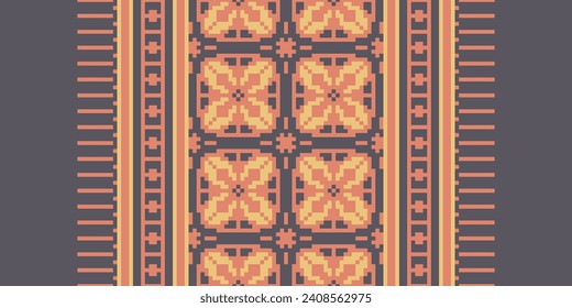 Stechmaus. Geometrische ethnische Muster. Design für Saree, Patola, Sari, Dupatta, Vyshyvanka, Rushnyk, Dupatta, Bekleidung, Stoff, Batik, Knitwear, Stickerei, Ikkat, Pixelmuster. Traditionelles Design.