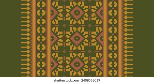 Cross Stitch. Geometric ethnic patterns. Design for Saree, Patola, Sari, Dupatta, Vyshyvanka, rushnyk, dupatta, Clothing, fabric, batik, Knitwear, Embroidery, Ikkat, Pixel pattern. Traditional Design.