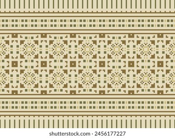 Cross Stitch. Geometric Ethnic Patterns. Design for Saree, Patola, Sari, Dupatta, Vyshyvanka, Rushnyk, Dupatta, Clothing, Fabric, Batik, Knitwear, Embroidery, Ikkat, Pixel Pattern. Traditional Design.