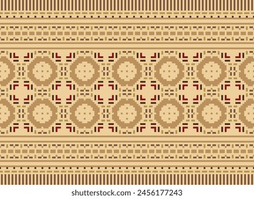 Cross Stitch. Geometric Ethnic Patterns. Design for Saree, Patola, Sari, Dupatta, Vyshyvanka, Rushnyk, Dupatta, Clothing, Fabric, Batik, Knitwear, Embroidery, Ikkat, Pixel Pattern. Traditional Design.