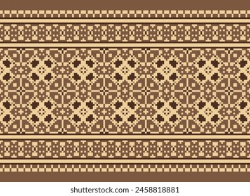 Punto de cruz. Patrones étnicos geométricos. Diseño para Saree, Patola, Sari, Dupatta, Vyshyvanka, Rushnyk, Dupatta, Ropa, Tela, Batik, Ropa de punto, Bordado, Ikkat, Patrón de píxeles. Diseño tradicional.