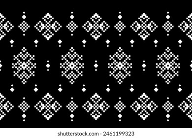 Cross Stitch. Geometric ethnic patterns. Design for Saree, Patola, Sari, Dupatta, Vyshyvanka, rushnyk, dupatta, Clothing, fabric, batik, Knitwear, Embroidery, Ikkat, Pixel pattern. Traditional Design.