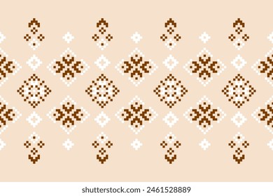 Cross Stitch. Geometric ethnic patterns. Design for Saree, Patola, Sari, Dupatta, Vyshyvanka, rushnyk, dupatta, Clothing, fabric, batik, Knitwear, Embroidery, Ikkat, Pixel pattern. Traditional Design.