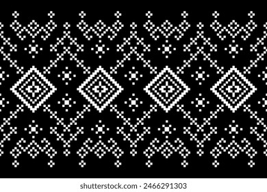 Cross Stitch. Geometric ethnic patterns. Design for Saree, Patola, Sari, Dupatta, Vyshyvanka, rushnyk, dupatta, Clothing, fabric, batik, Knitwear, Embroidery, Ikkat, Pixel pattern. Traditional Design.