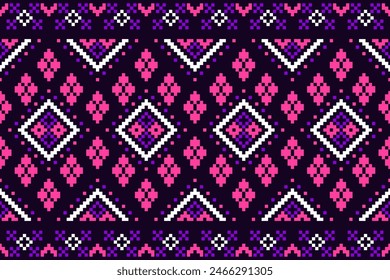 Punto de cruz. Patrones étnicos geométricos. Diseño para Saree, Patola, Sari, Dupatta, Vyshyvanka, rushnyk, dupatta, ropa, tela, batik, ropa de punto, bordado, Ikkat, patrón de píxeles. Diseño tradicional.