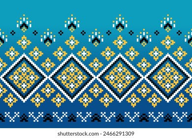 Cross Stitch. Geometric ethnic patterns. Design for Saree, Patola, Sari, Dupatta, Vyshyvanka, rushnyk, dupatta, Clothing, fabric, batik, Knitwear, Embroidery, Ikkat, Pixel pattern. Traditional Design.