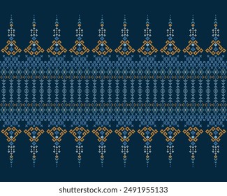 Cross Stitch. Geometric ethnic patterns. Design for Clothing, Fabric, batik, Saree, Patola, Sari, Dupatta, Vyshyvanka, rushnyk, dupatta, Knitwear, Embroidery, Ikkat, Pixel pattern. Traditional Design.