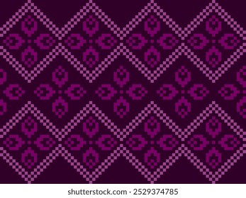 Ponto de cruz. Padrões étnicos geométricos. Design para Roupas, Tecido, batik, Saree, Patola, Sari, Dupatta, Vyshyvanka, rushnyk, dupatta, Malha, Bordado, Ikkat, Pixel padrão. Design tradicional.