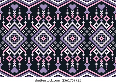 Cross Stitch. Geometric ethnic patterns. Design for Saree, Patola, Sari, Dupatta, Vyshyvanka, rushnyk, dupatta, Clothing, fabric, batik, Knitwear, Embroidery, Ikkat, Pixel pattern. Traditional Design