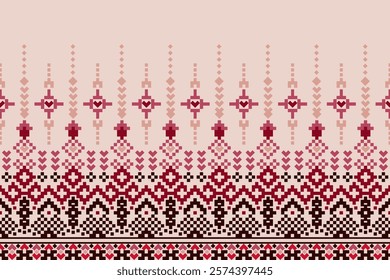 Cross Stitch. Geometric ethnic patterns. Design for Saree, Patola, Sari, Dupatta, Vyshyvanka, rushnyk, dupatta, Clothing, fabric, batik, Knitwear, Embroidery, Ikkat, Pixel pattern. Traditional Design