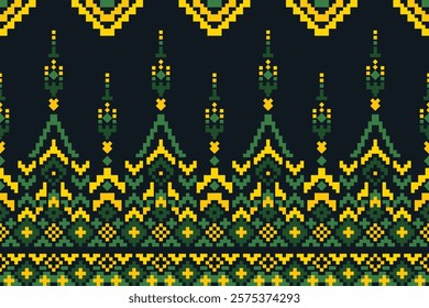 Cross Stitch. Geometric ethnic patterns. Design for Saree, Patola, Sari, Dupatta, Vyshyvanka, rushnyk, dupatta, Clothing, fabric, batik, Knitwear, Embroidery, Ikkat, Pixel pattern. Traditional Design