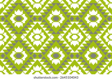 Cross Stitch Geometric padrões étnicos sem emenda. Design para Saree, Patola, Sari, Dupatta, dupatta, Vestuário, tecido, batik, Malha, Bordados, Pixel padrão étnico. Design tradicional