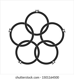 Cross Stitch Hoop Icon, Frame Hoop For Needle Work, Embroidery Hoop Vector Art Illustration