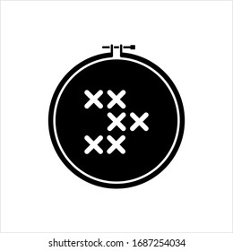 Cross Stitch Hoop Icon, Frame Hoop For Needle Work, Embroidery Hoop Vector Art Illustration