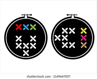 Cross Stitch Hoop Symbol, Frame Hoop for Needle Work, Stickerei Hoop Vektorgrafik Illustration