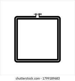 Icono De Cuadrado De Cojinete De Coja Cruzada, Hoop De Marco Para El Trabajo De Aguja, Ilustración De Arte De Vector De Bordado